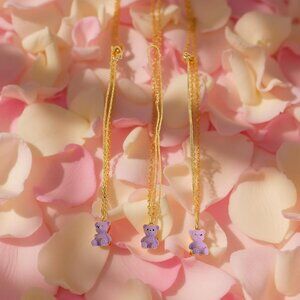Purple Teddy Bear Necklaces~ gold plated chains 18 in.  12$ each